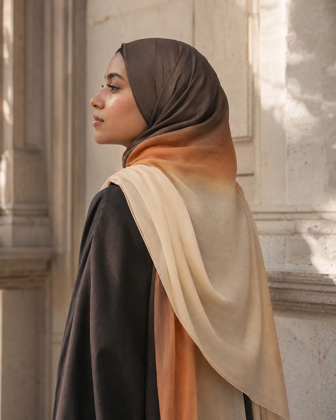 Custom Printed Modal Hijab Sunset Ombré view 2