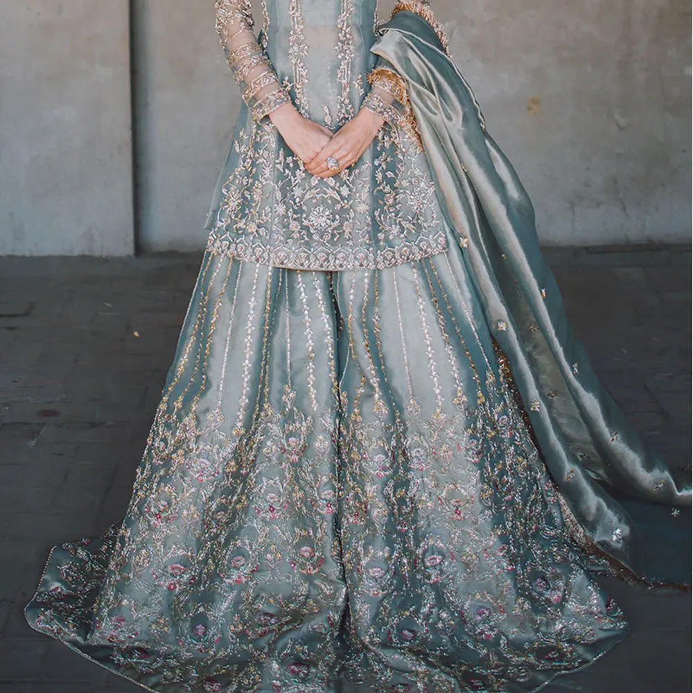 Direct Factory Supply Pure Georgette Heavy Sharara Suit With Sequence Embroidery Work Gharara From Pakistan