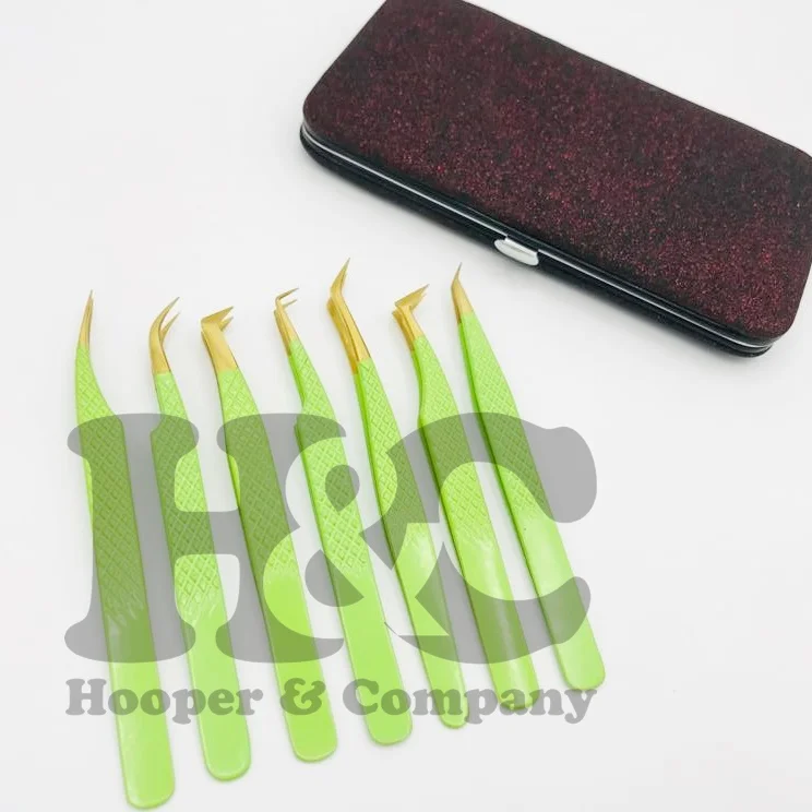 White Fiber Tip Tweezers Eyelash Extension Tweezer 45 Degree Tweezers