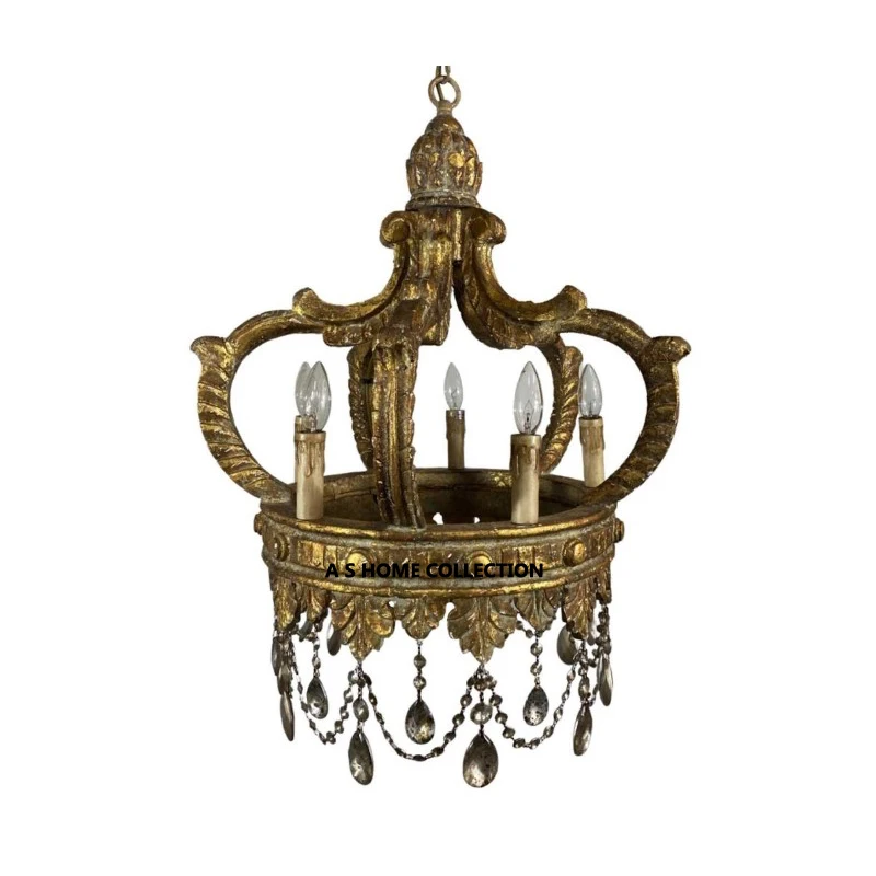 Отель американский потолок античный цвет Металлическая корона дизайн роскошная Европейская подвесная люстра Хрустальная