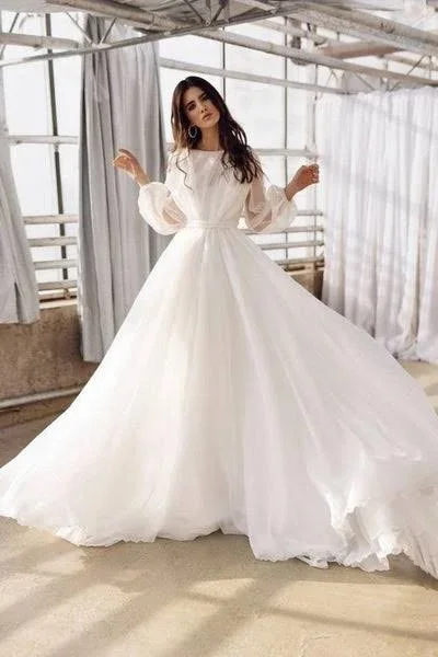 Morden Bride Gowns Floral Chiffon Boho Wedding Dress Lantern Sleeve Lovely Engagement  Gowns Vestido De Noivas DW521 - AliExpress