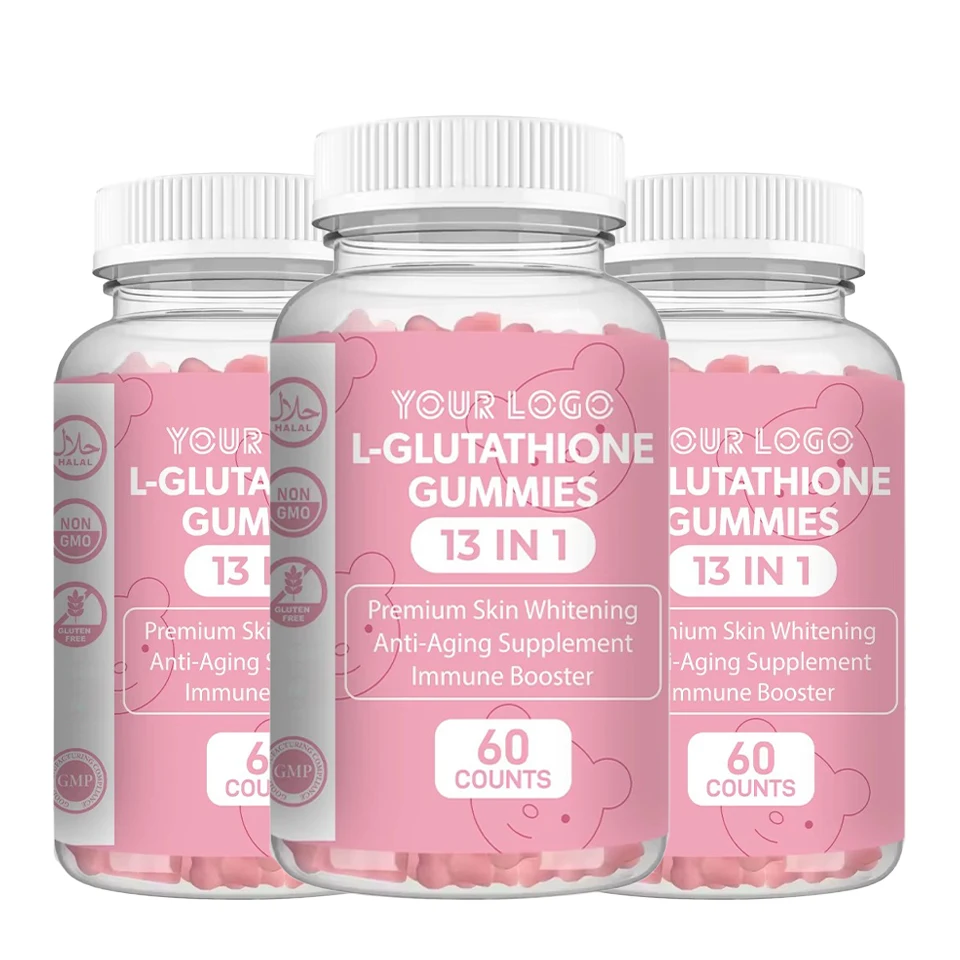 L-glutathione 13 in 1 Gummies Anti-Aging Supplements Best Skin Lightening Gummy Strawberry Flavor Whitening Candy