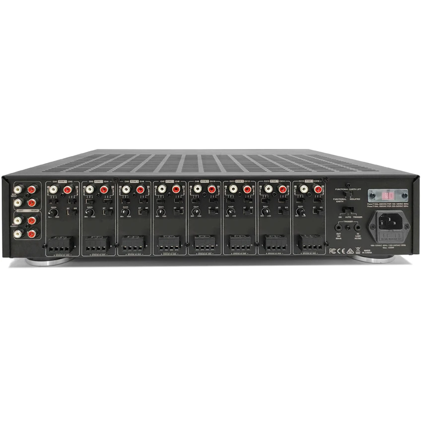 8 Multi-Zone Stereo Amplifier with 19 Rack Mount Powerful 2400 Watts ...