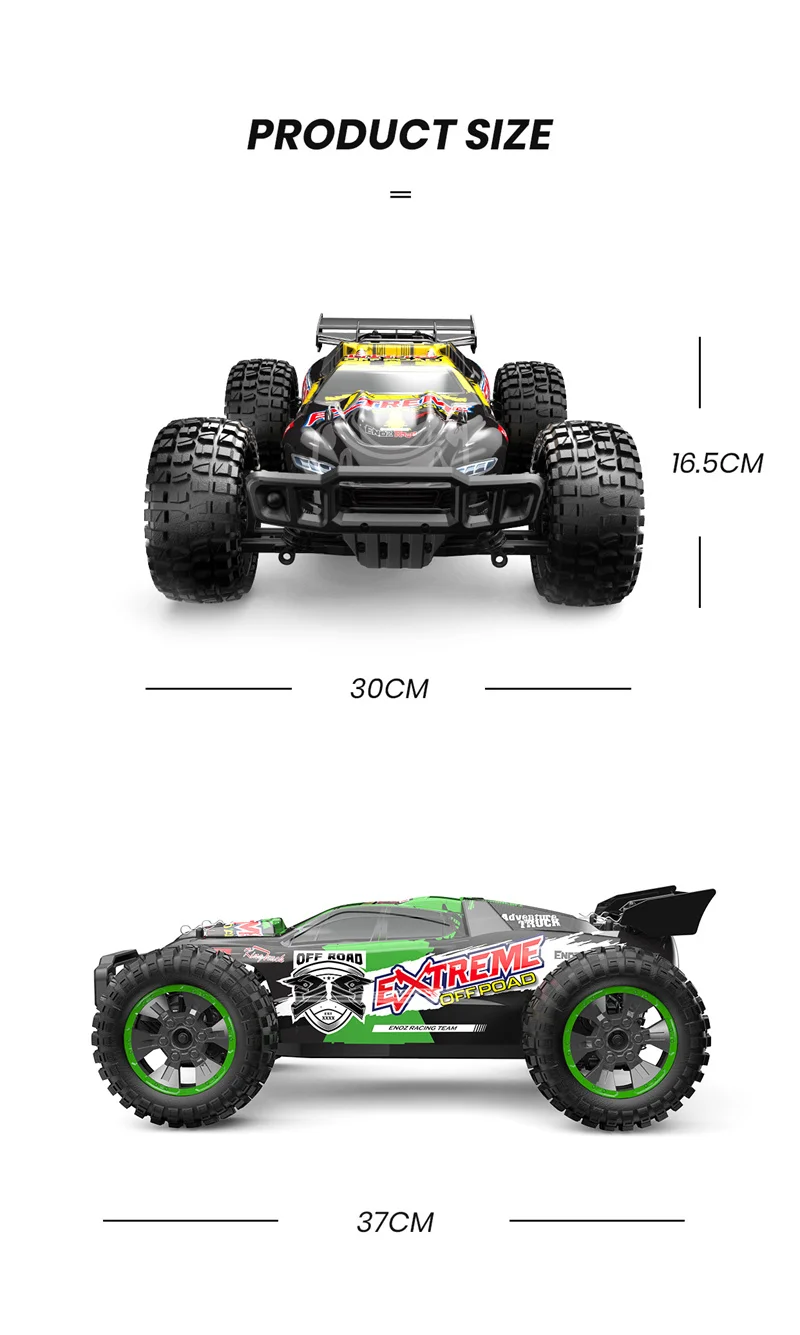 All-Terrain RC Monster Truck - YYRC 202E 1:10 Scale 4WD High-Speed Racer, 45KM/H 2.4Ghz Remote Control Car for Hobbyists
