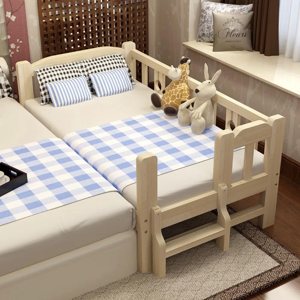 Children's Solid Wood Kids Bed With Guardrail - Modern Design ...