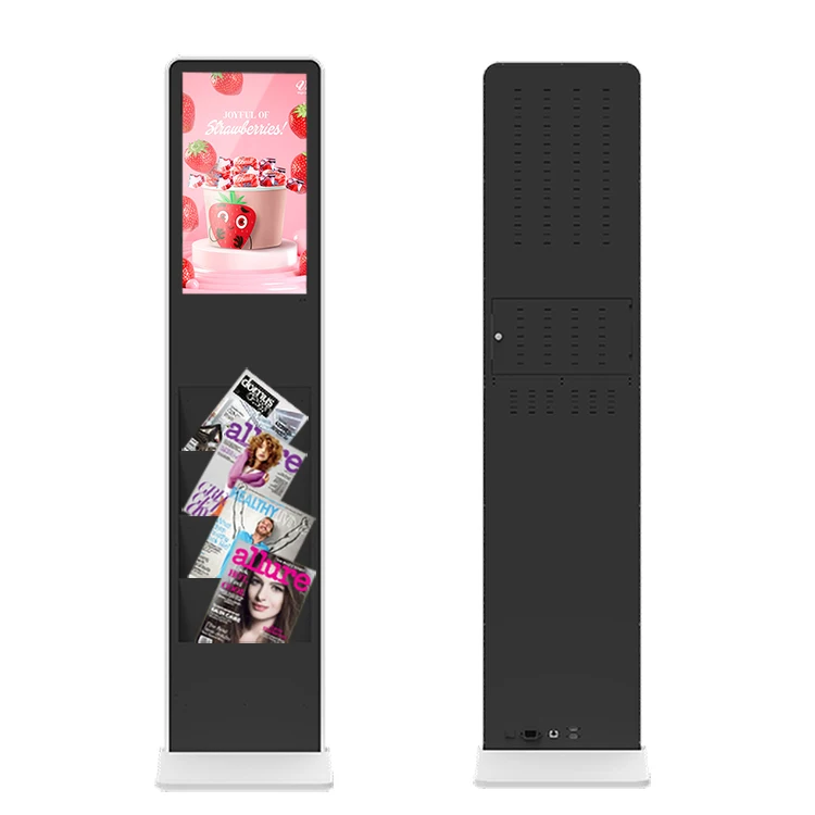 21.5 Inch Android / Windows Digital Signage Smart Magazine Advertising Touch Kiosk with Brochure Holder