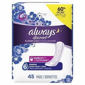 Top Selling for Always Discrete Sanitary Napkin Size 2 46 Count Unscented Super Absorbent Breathable Cloth Winged Pads