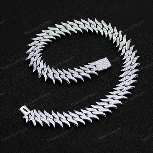 30 mm Spiked Cuban Link Chain Sterling Silver Jewelry Fully Iced Out Hip Hop Chain For Men Customized Rapper Style Jewelry Women
