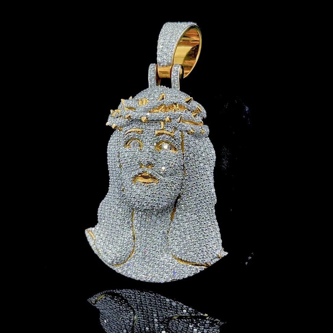 Jesus Pendant 10k / 14k Yellow Gold Pendant Vvs Moissanite Diamond