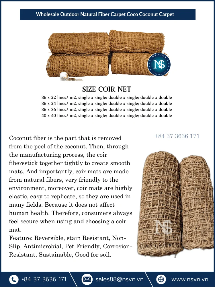 Coir Net From Coir Fiber Coir Rope Made From Custom Size Thickness Eco