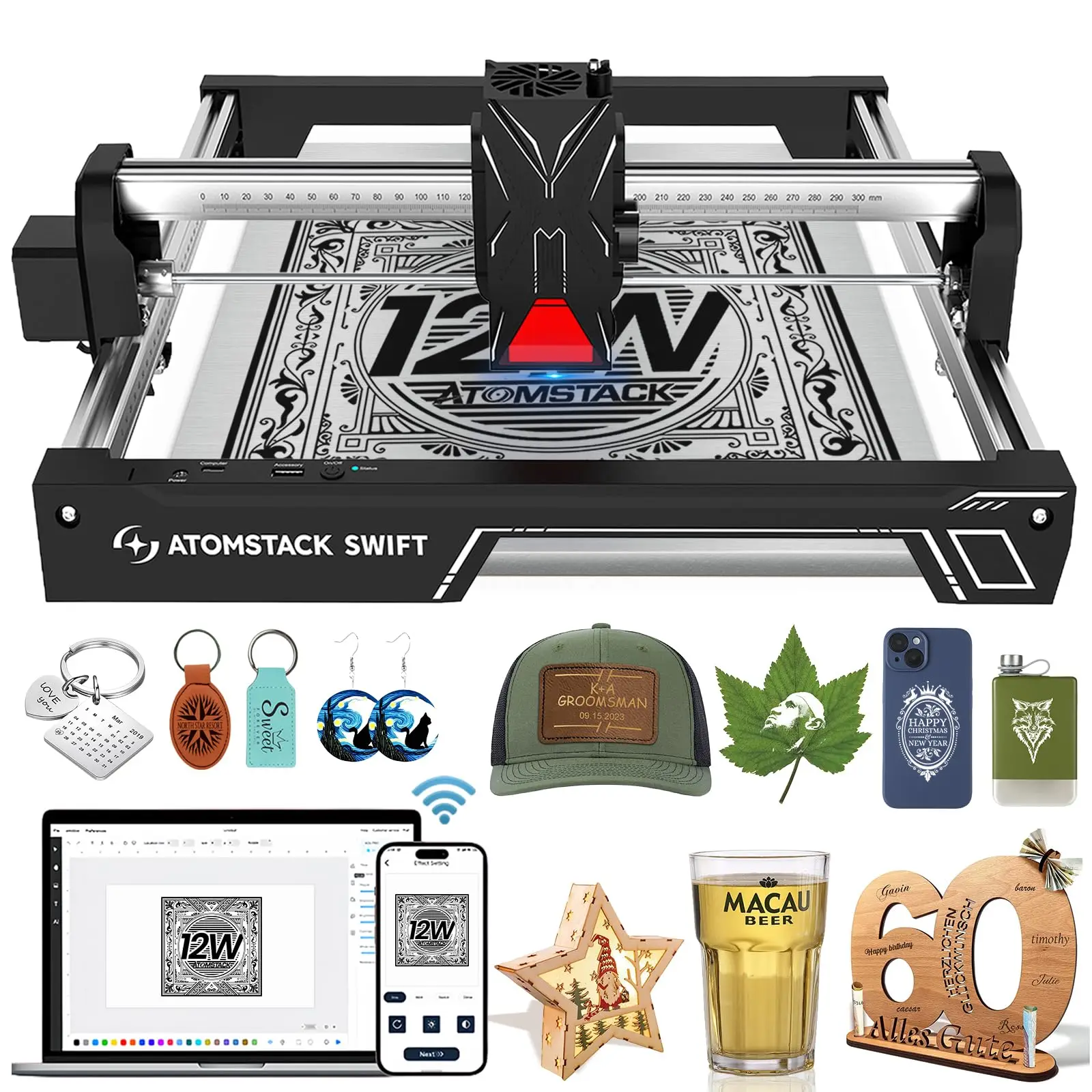 ATOMSTACK Swift Laser Engraver - 12W High-Accuracy Machine