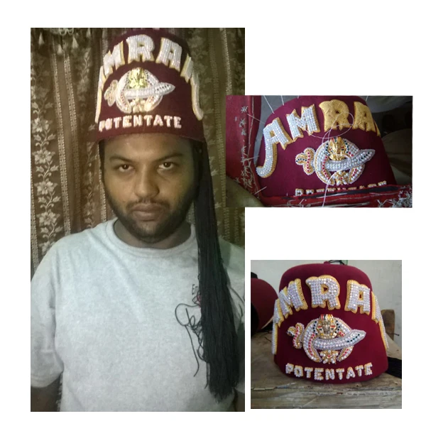 Shriners Masonic Fez Hat With Rhinestones And Gold Bullion Threads Fez ...