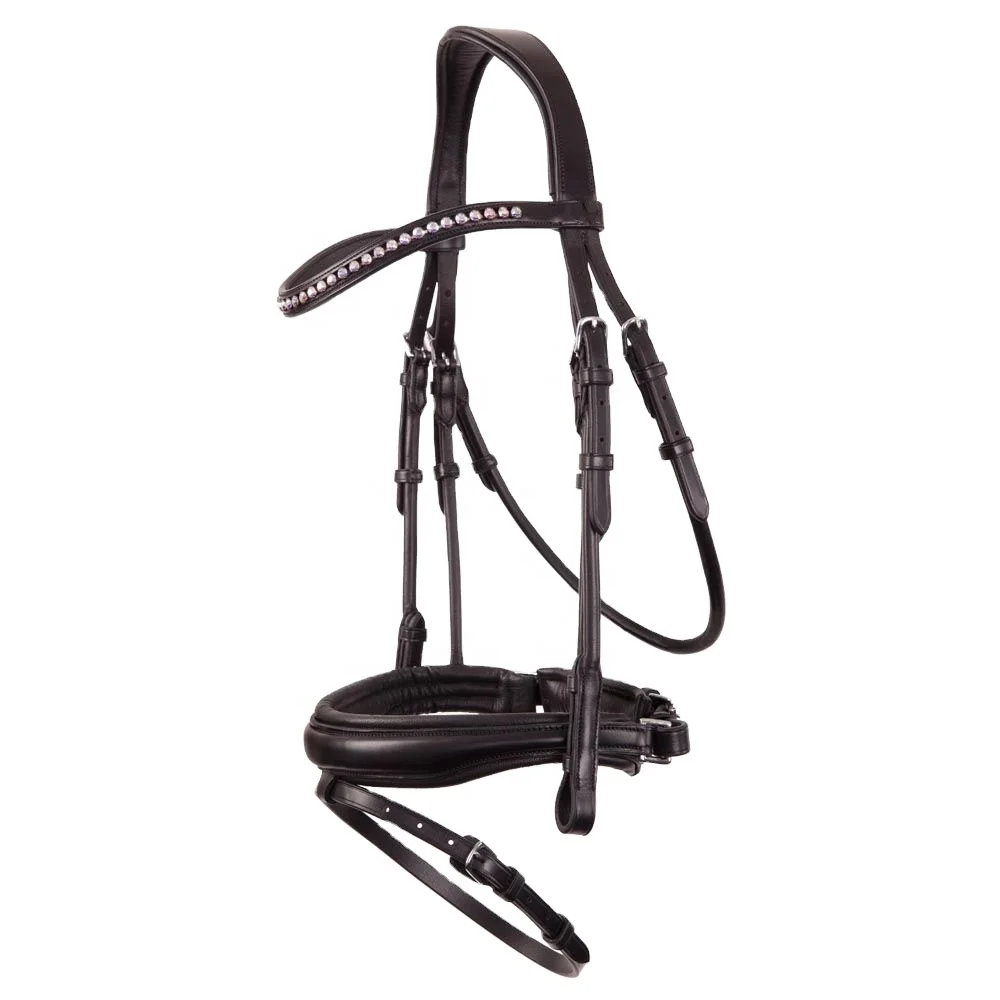 Luxury Equestrian Horse Soft Padded Bridle With Crystal Chain And ...