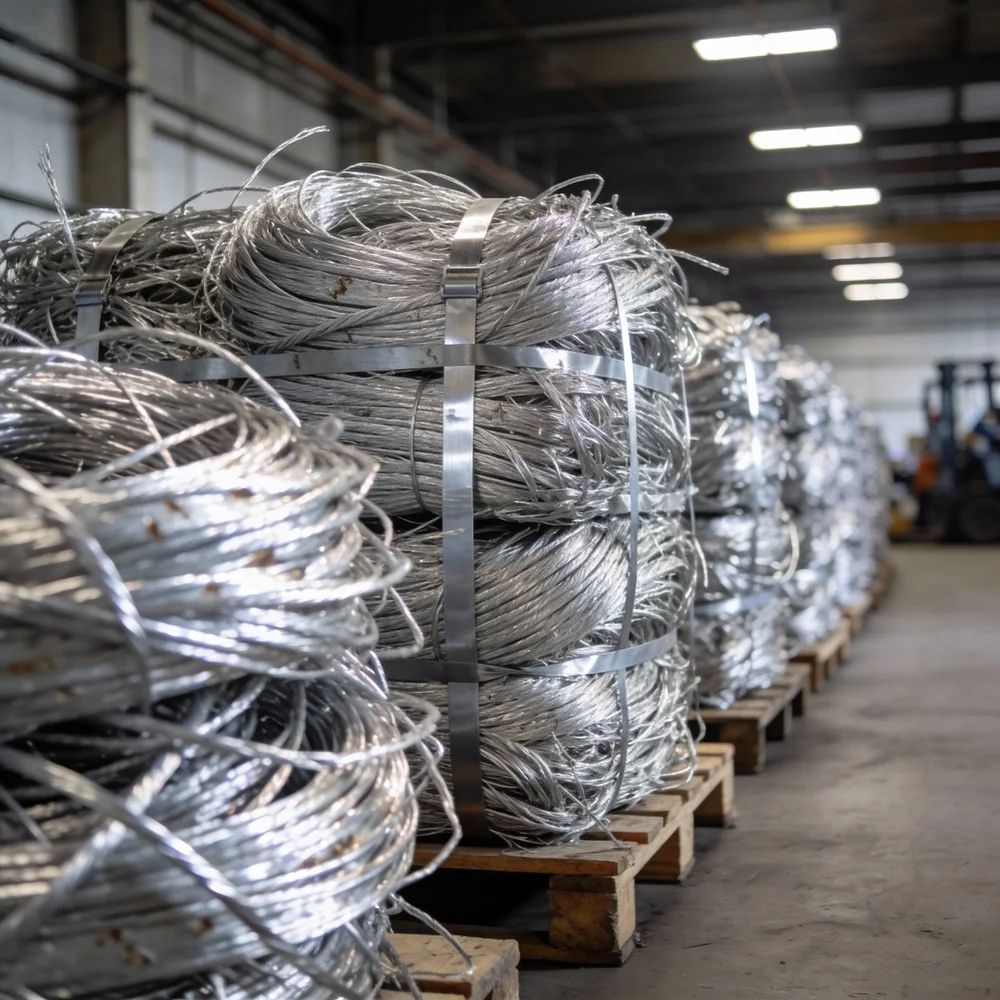 Bright Silver Clean 6063 Aluminum Wire Scrap High Density Bales for Recycling Metal Processing Plants