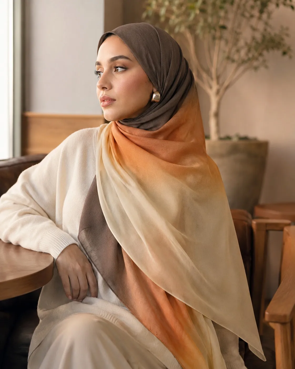 Custom Printed Modal Hijab Sunset Ombré view 4