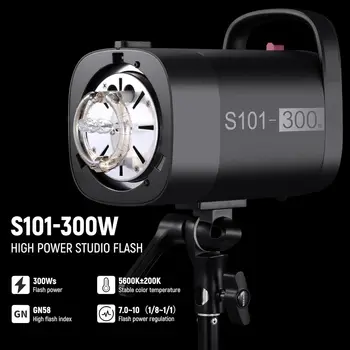 NEEWER S101-300W Strobe Flash Light With 9 Levels 150W Modeling Lamp, 300Ws GN58 5600K With Standard Bowens Mount Reflector, S1 detail image