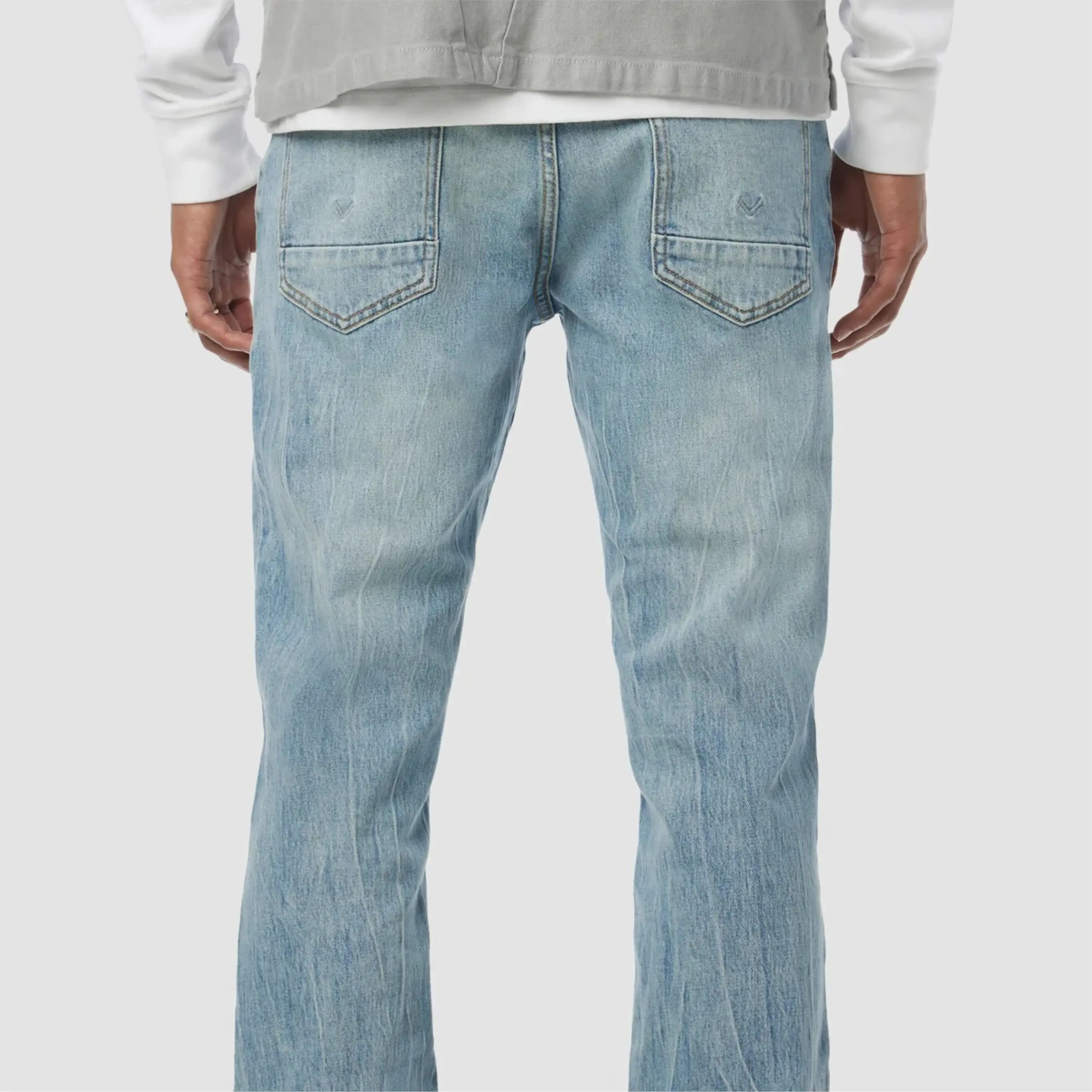 Pakistan Mens Knit Denim Jeans Men Sky Blue Kick Flare Jeans