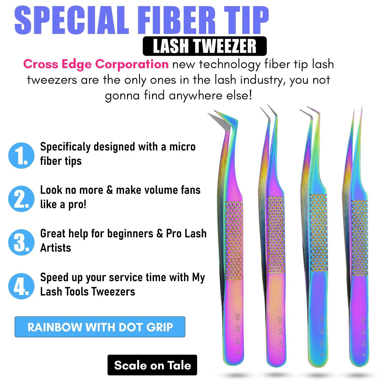 Professional Fiber Tip Lash Tweezers Extensions For Eye Lash's 45 ...