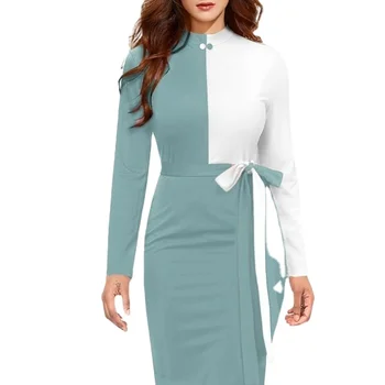 New Women Elegant Full Sleeves Office Wear Knee Length Short Official ...