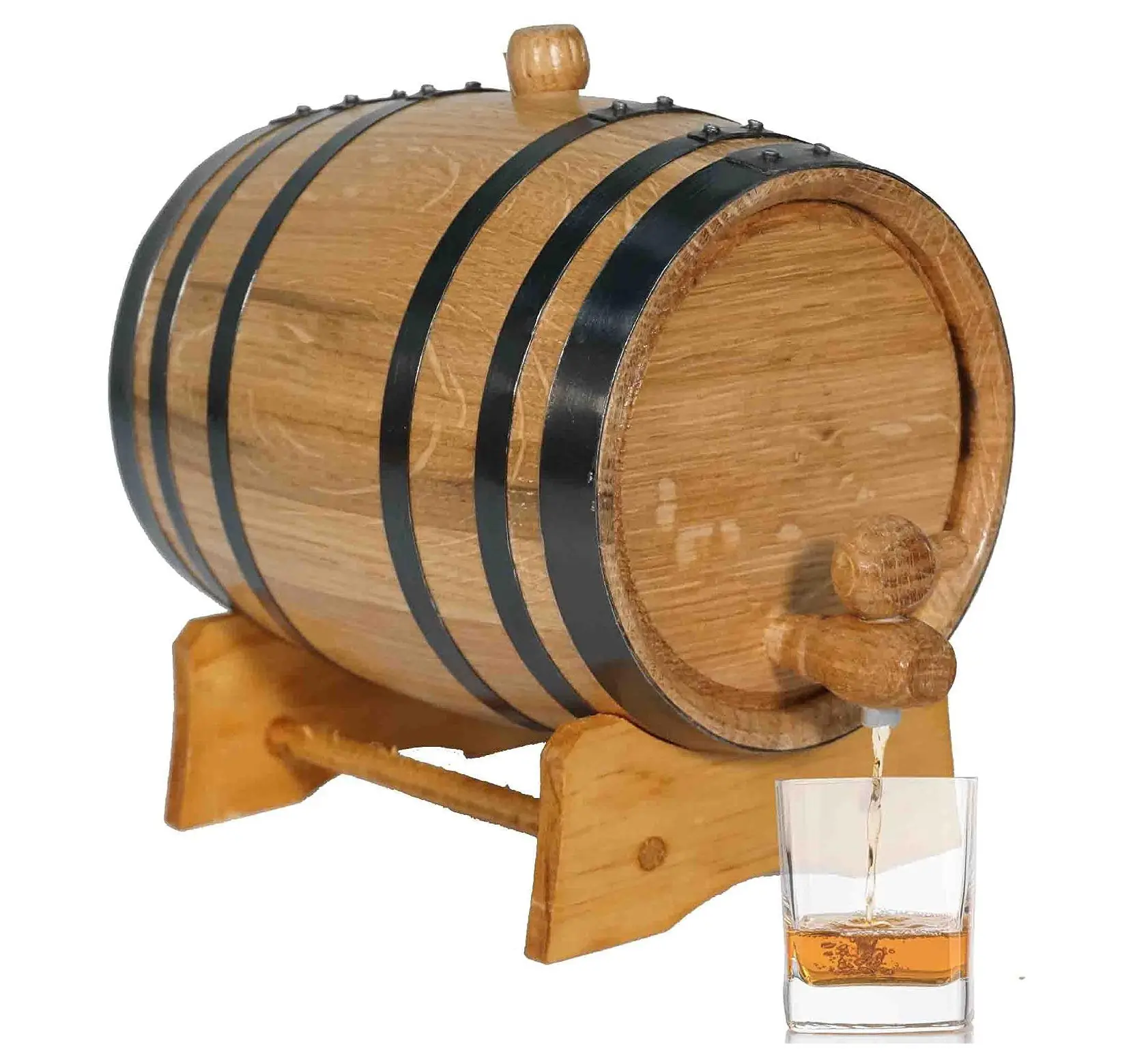 Wholesale 2 Liter Oak Aging Barrel with Wood Stand Mini Whiskey Barrel for The Home Alcohol Distiller