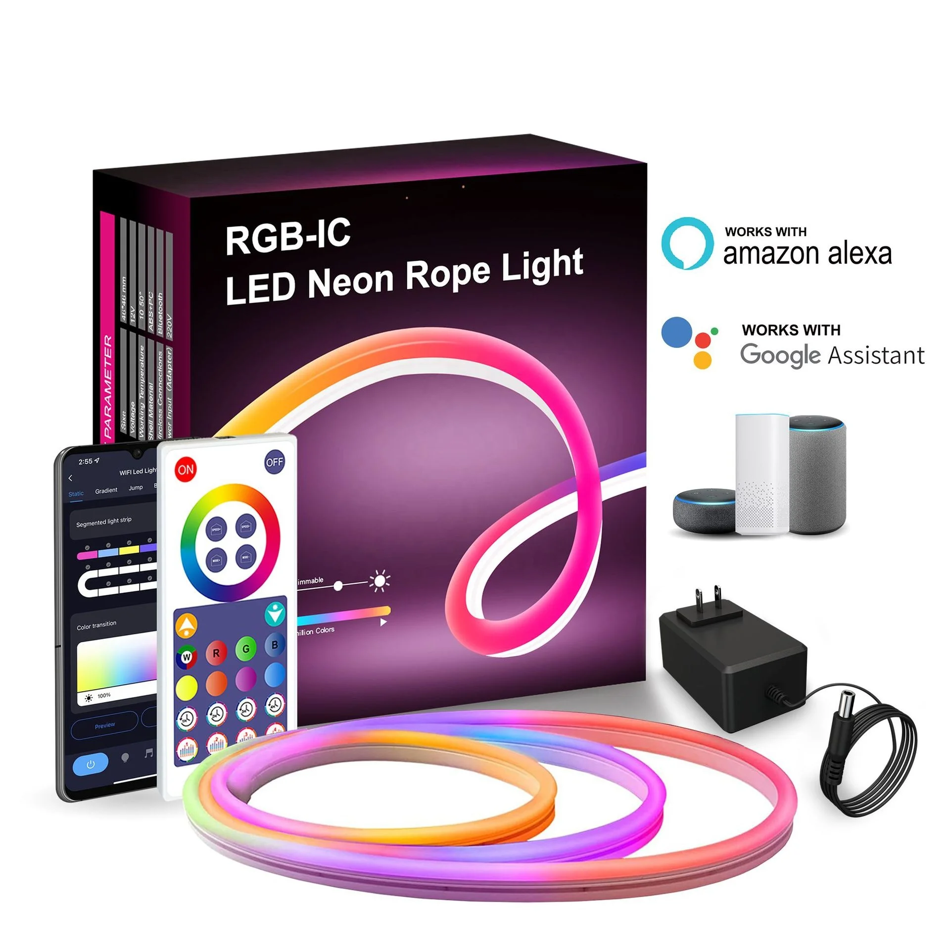 Traumfarbe RGBIC LED Neon Licht Zeichen 24v Tuya Smart Wifi Bluetooth App  Ws2811 Led Streifen Diy Dekor Beleuchtung Alexa Google Home