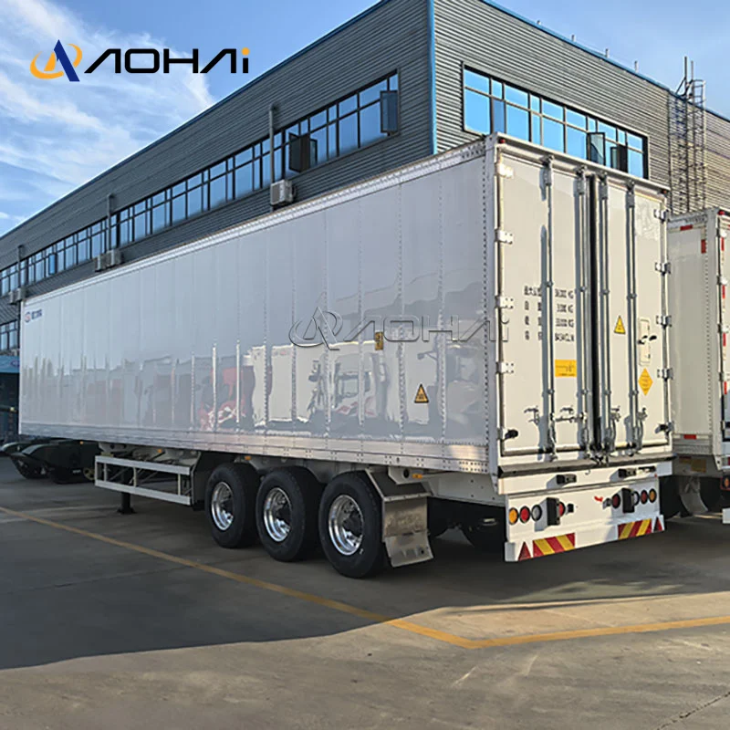 3 Axles 30Tons 40Tons Semi-Trailer Iron Cool Liner Frozen Meat Seafood Food Vegetable Transportation Refrigerated Trailer