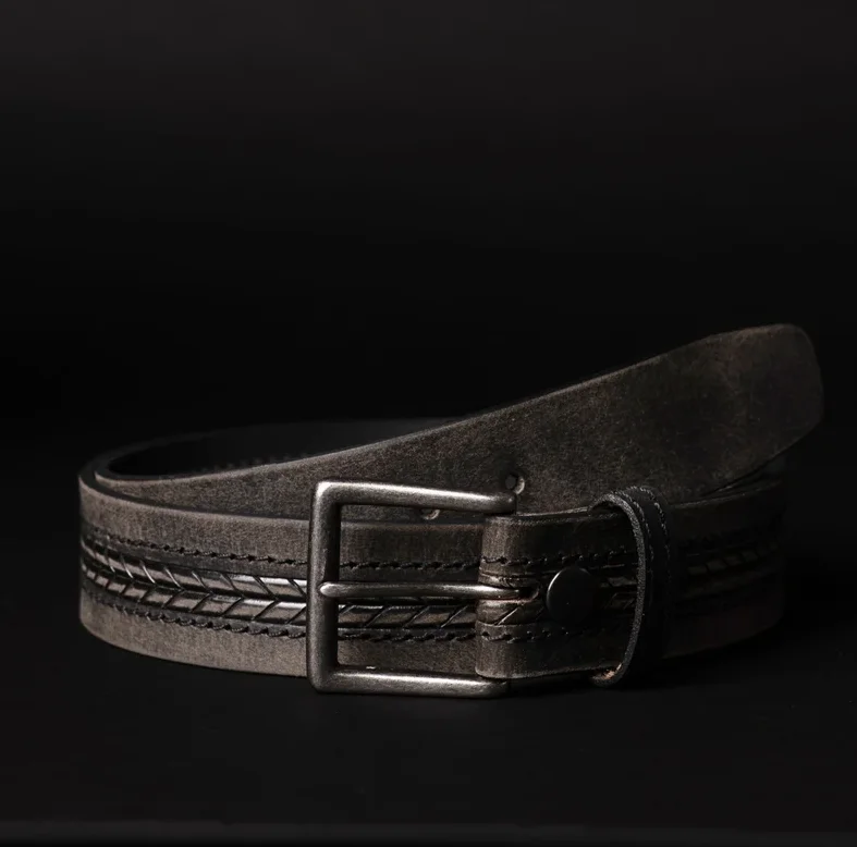 High Quality Men's Genuine Cowhide Leather Belt Factory Direct Sale-Full Grain Leather with Steel Buckle Direct from Pakistan