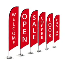 Factory Advertising Tear Drop Flying Feather Flag Custom  Beach Flag  Banners & Display Accessories With Pole Base Spike Stand