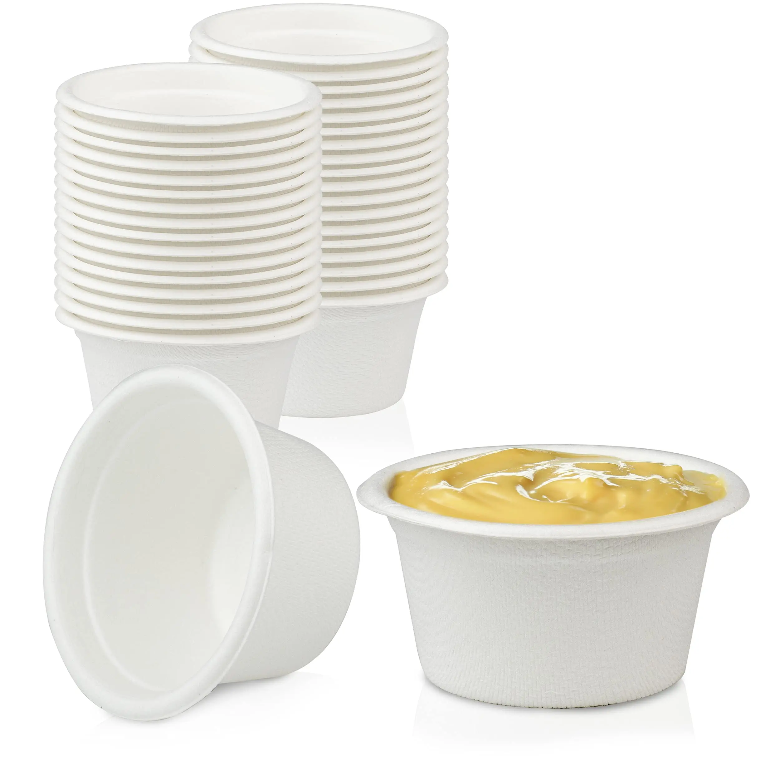 Customized Bagasse Disposable Biodegradable Paper Portion Cup Sugarcane 