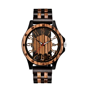 TJW Men's Hollow Wooden Quartz Watch Exquisite Simple Fashion Watch Super Luminous Hands