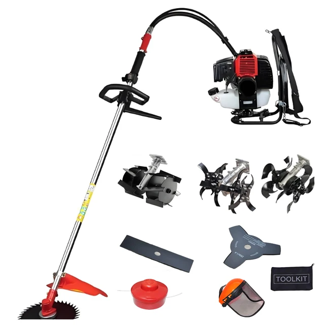 backpack mini power tiller Cultivator, 4 Stroke Single-Cylinder Multi Cutter Saw 1.4HP Gas Powered Cultivator Petrol Tiller Garden Lawn Tool, Tiller Garden Cultivator for Cutting Weeds on Lawns, Farmland : Patio, Lawn & Garden cycle engine offers twice the power of ordinary cultivators Tilling depth up to 8 in Professional 4 Stroke Multi Function