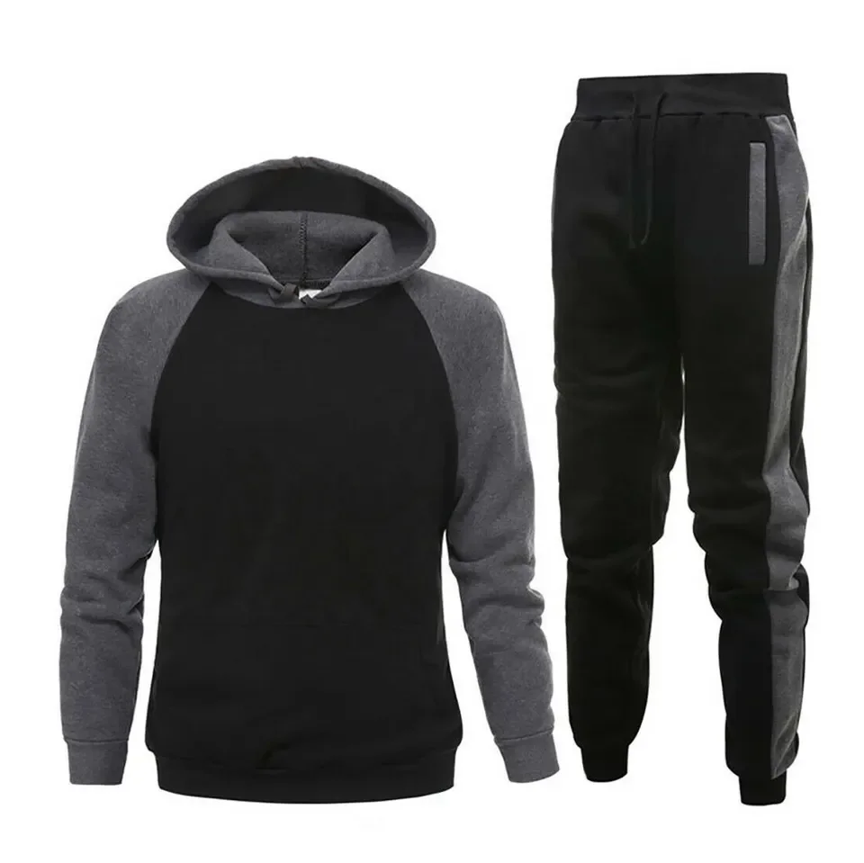 Hot Selling Custom Logo Polyester Tech Fleece Full Zip Tracksuit Hoodie Jogger Two Piece Jogging