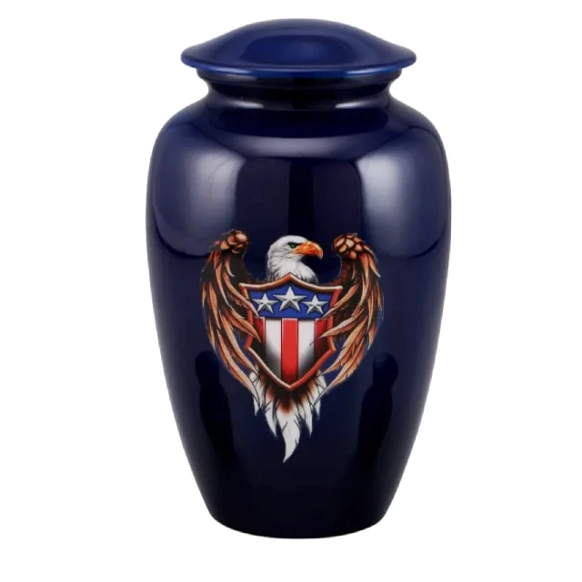 Bulk Discount Cremation Urns For Human Ashes Metal Aluminium Patriot Adult Cremation Urn