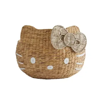 Decoration Cute Water Hyacinth Hello Kitty Storage Basket 100% Eco ...