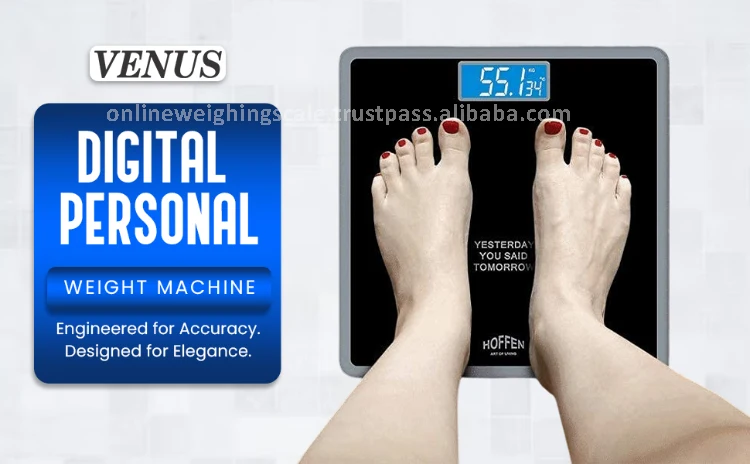HOFFEN Super Highly Accurate 100g Digital Personal Weighing Scale Tempered Glass Custom Logo 1 Year Warranty India-Made