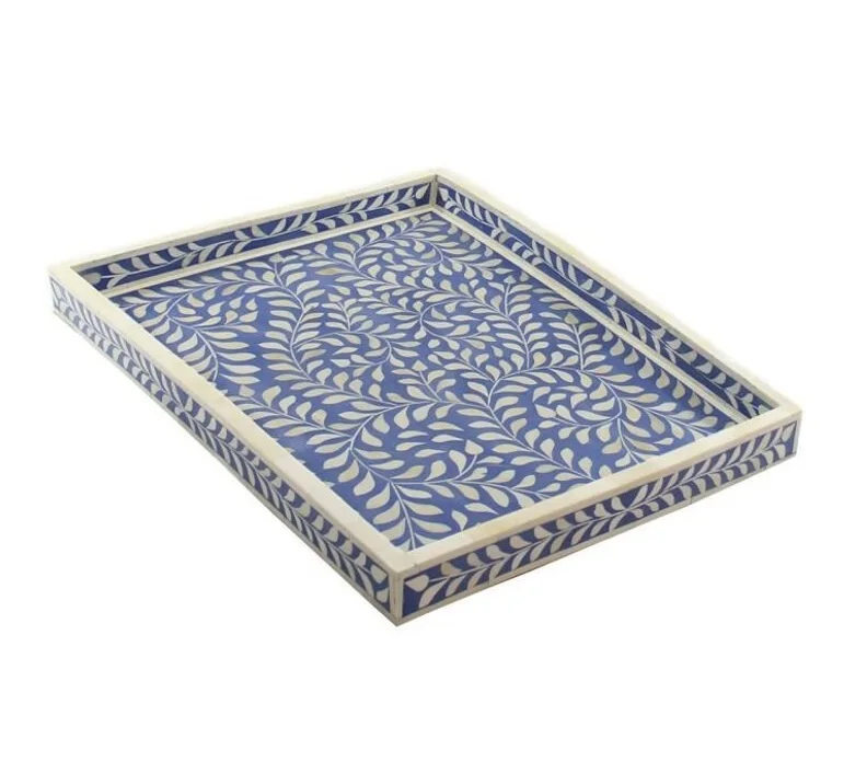 Высококачественный индийский деревянный поднос ручной работы с причудливой инкрустацией из костей перламутровый дизайн для подачи еды в домашних условиях