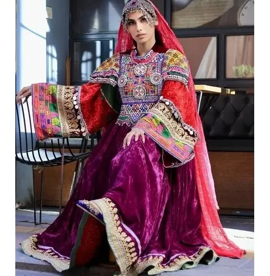 chinese dress ladies Afghani Embroidered Dress
