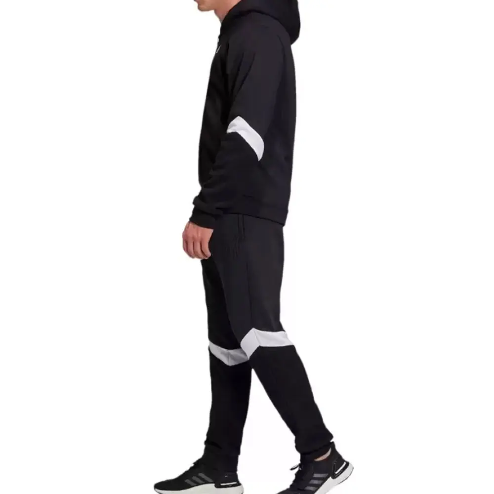Wholesale Blank Gym Tracksuit For Men Black Cotton Tracksuit Set Men