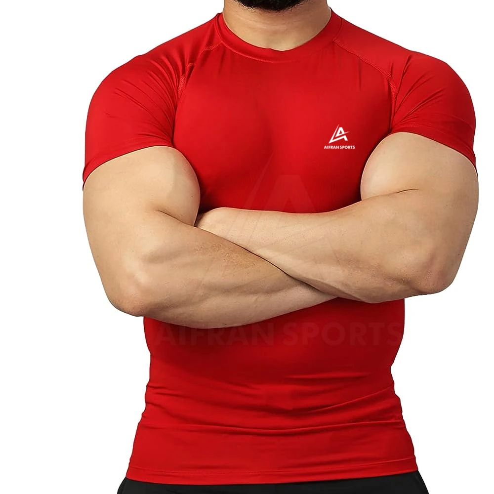 Custom Design Gym Running Compression Shirts For Men Short Sleeve Men