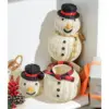 Beige + Painted Details (Black Hat, Orange Nose, Red/Burgundy Scarf)