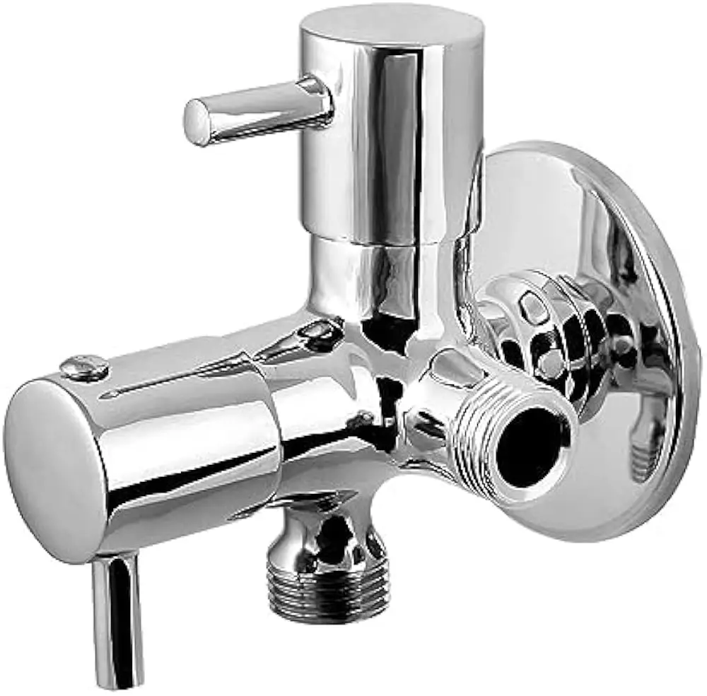 Stylish Durable Two-Way Angle Cock Unique Modern Design Stainless Steel Water Mixer Connection Basin Faucets for Washroom