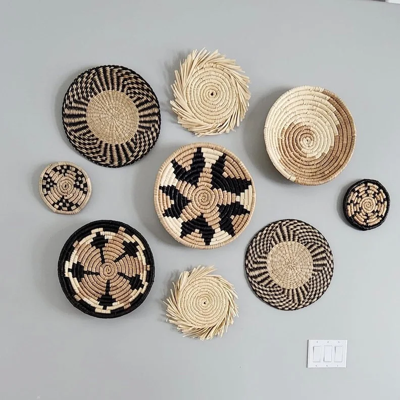 High Quality Set Of 9 Weaving Seagrass Round Wall Hanging Made In