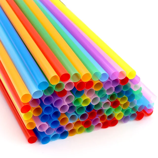 DSMY Smoothie Straws, Extra Long Straws Party Supplies Drinking Tool Jumbo Plastic 100 Pcs PLA 10.2in High - Assorted Colors