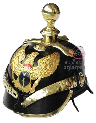 Немецкий шлем из Имперской кожи с длинным шипом, прусский шлем с латунной пластиной из агата для немецкого военного офицера