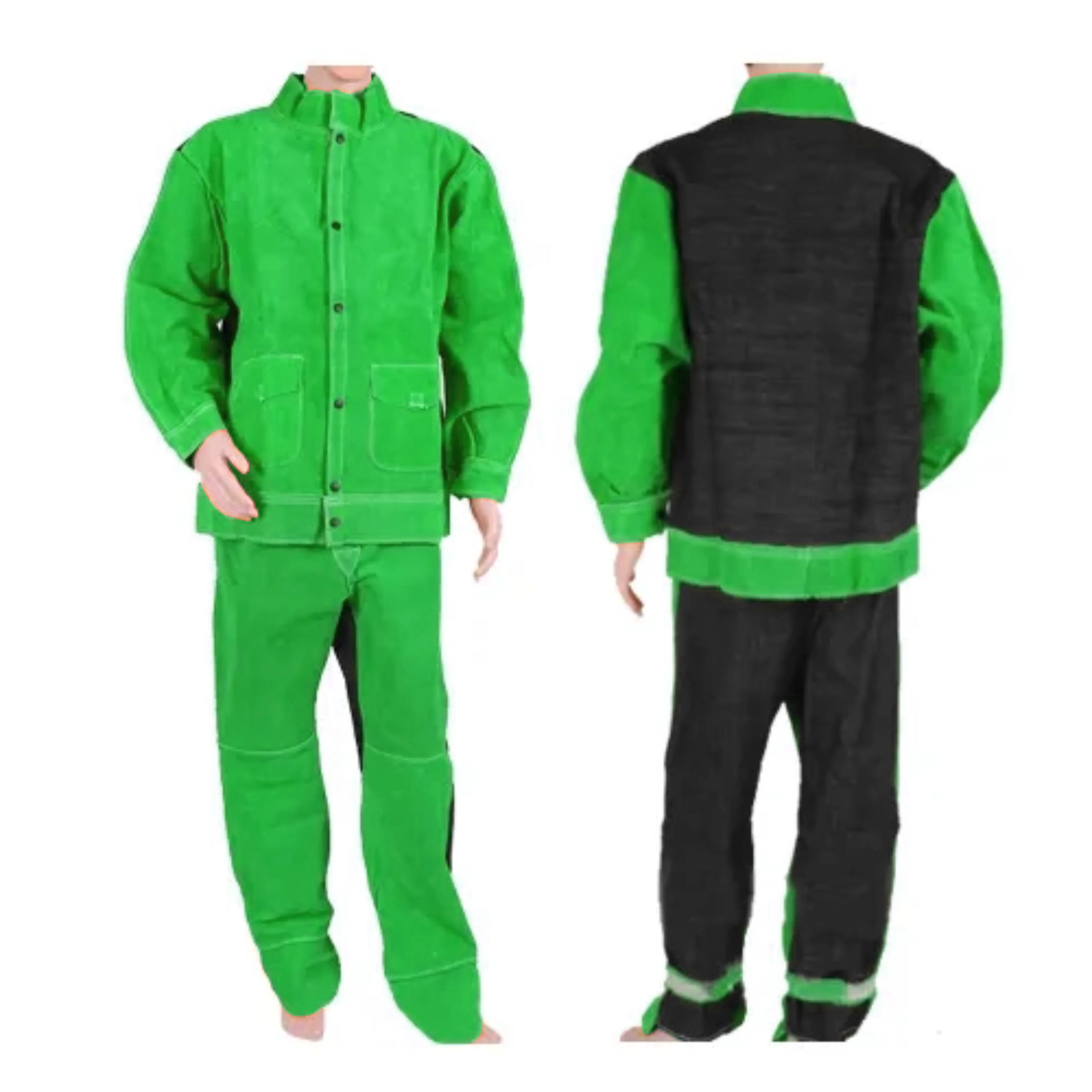 BBQ Welding Cutting Carpenter Cowhide Split Leather Suede Leather Welding Jacket Trousers Protective Suit for Welder