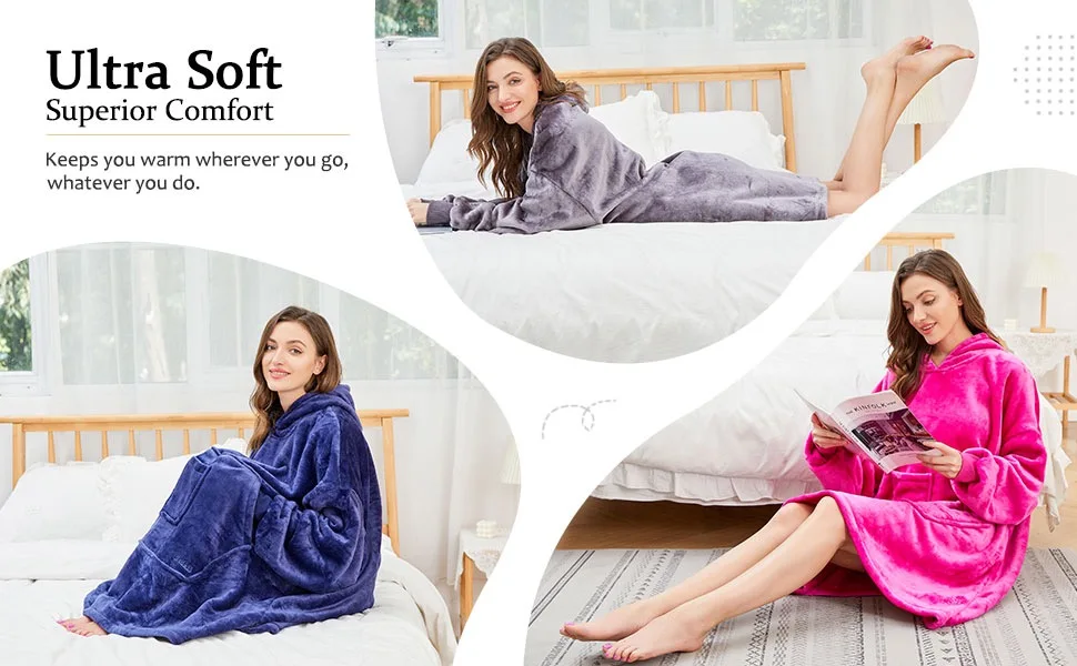 Sherpa Throw Fleece Blanket Hoodie Solid For Winter Hoodie Blanket Polyester Soft Warm Christmas