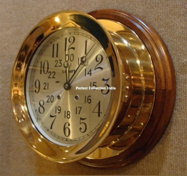 Solid Brass Maritime World Time Clock On Brass Stand Hanging Desk/7