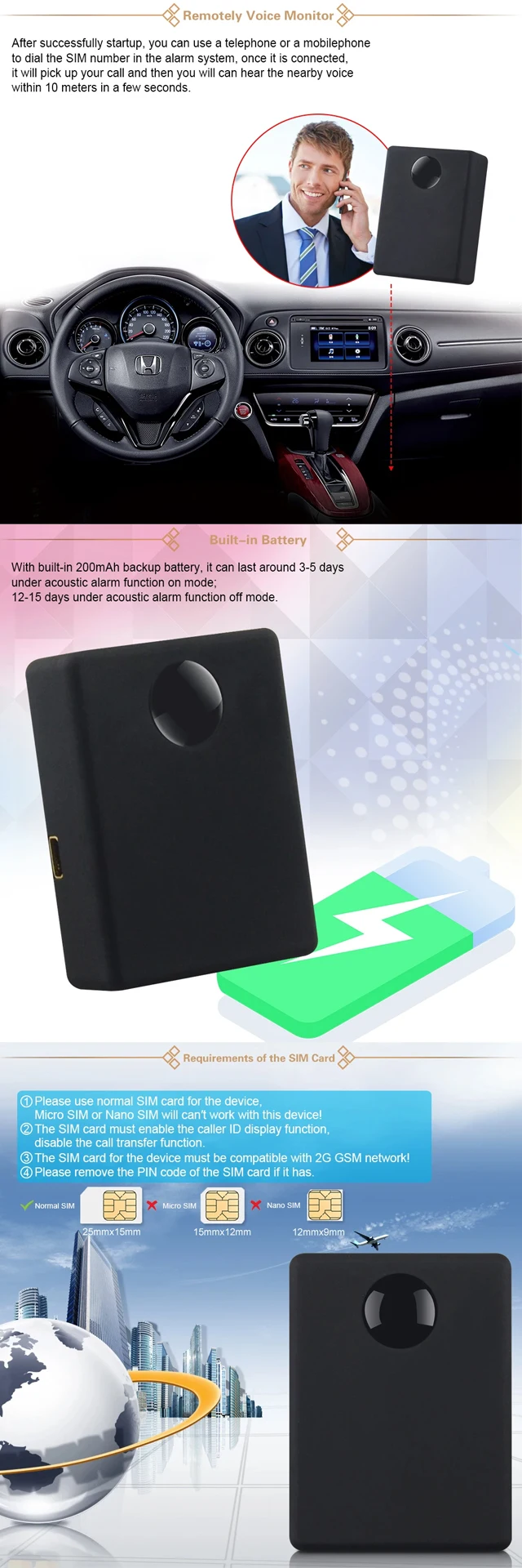 N9 2G GSM Device with Callback Feature & GSM Voice Monitor - OEM