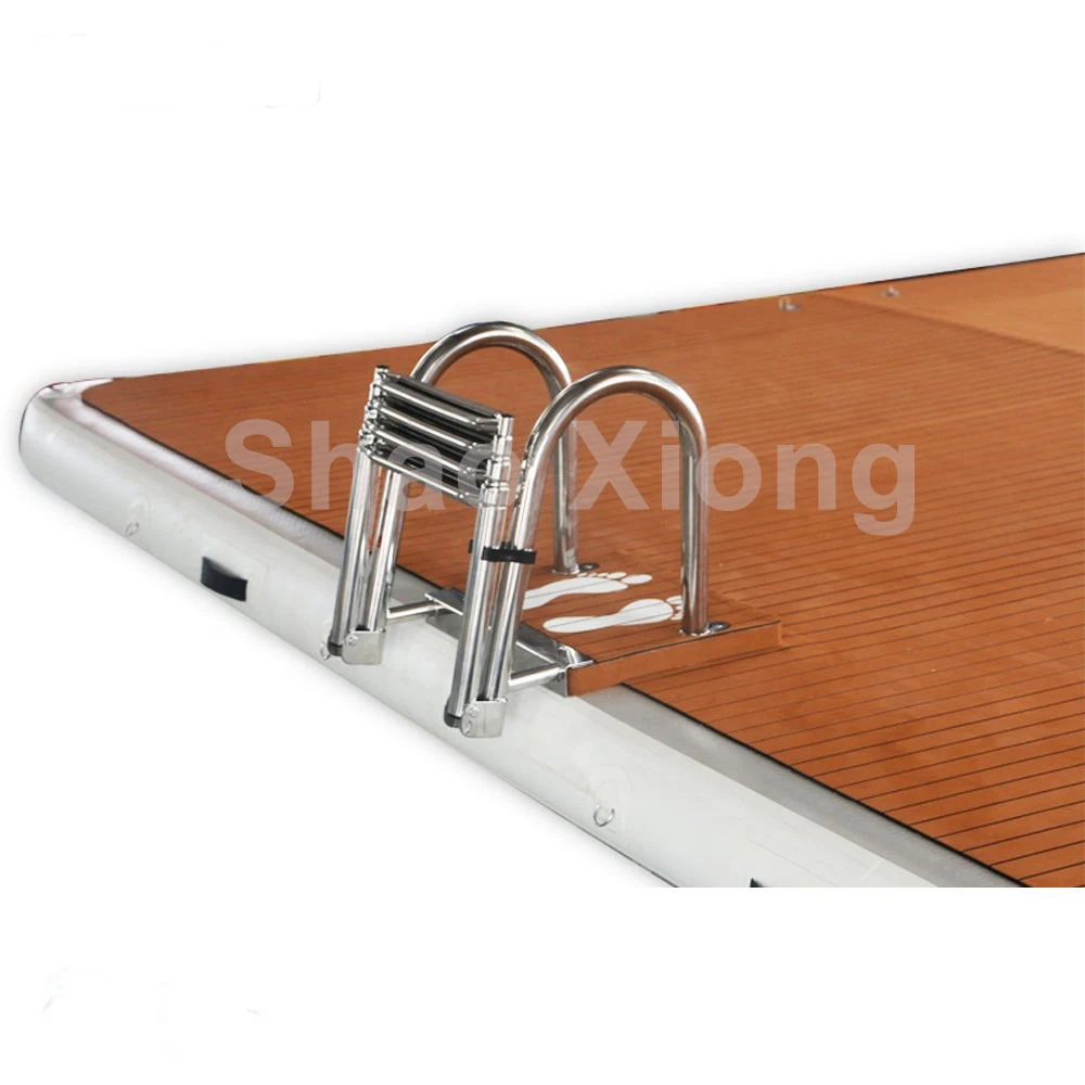 Inflatable Floating Dock Ride-ons 8/5ft Swim Platform Dock Inflatable Water Mat with Ladder&Hand Pump Electric Floating Platform