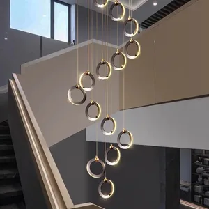Modern Luxury High Ceiling LED Large Chandelier Hotel Chandelier Staircase Chandelier
